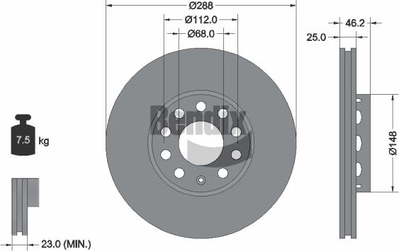 BENDIX Braking BDS1070HC - Гальмівний диск autozip.com.ua