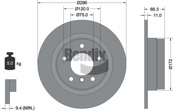 BENDIX Braking BDS1140 - Гальмівний диск autozip.com.ua