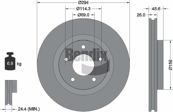 BENDIX Braking BDS1156 - Гальмівний диск autozip.com.ua