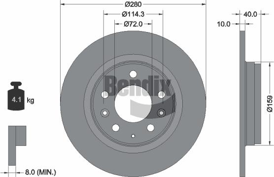 BENDIX Braking BDS1164 - Гальмівний диск autozip.com.ua