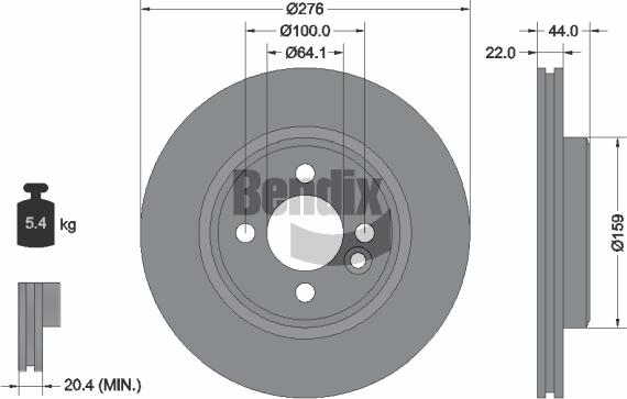BENDIX Braking BDS1162 - Гальмівний диск autozip.com.ua