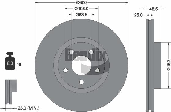 BENDIX Braking BDS1105HC - Гальмівний диск autozip.com.ua
