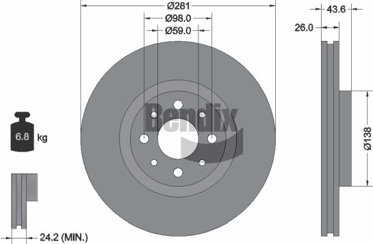 BENDIX Braking BDS1134 - Гальмівний диск autozip.com.ua