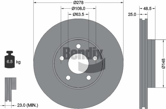 BENDIX Braking BDS1133 - Гальмівний диск autozip.com.ua