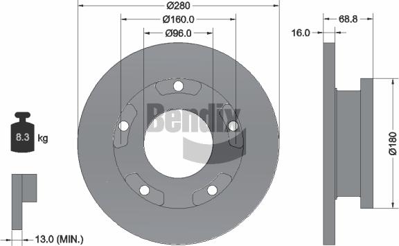 BENDIX Braking BDS1129 - Гальмівний диск autozip.com.ua