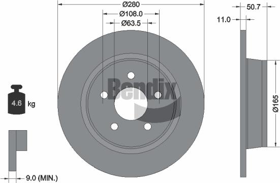 BENDIX Braking BDS1178 - Гальмівний диск autozip.com.ua