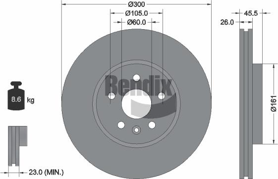 BENDIX Braking BDS1173 - Гальмівний диск autozip.com.ua