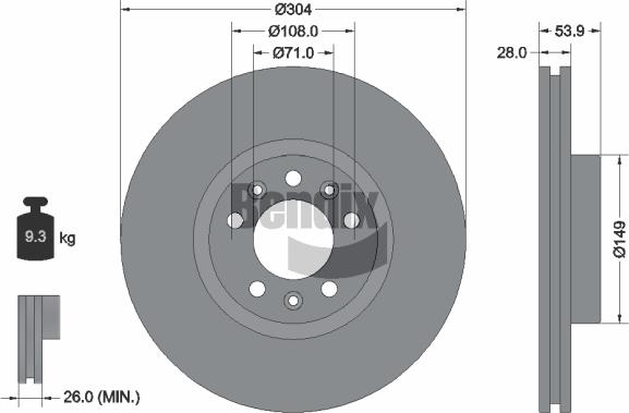 BENDIX Braking BDS1172 - Гальмівний диск autozip.com.ua