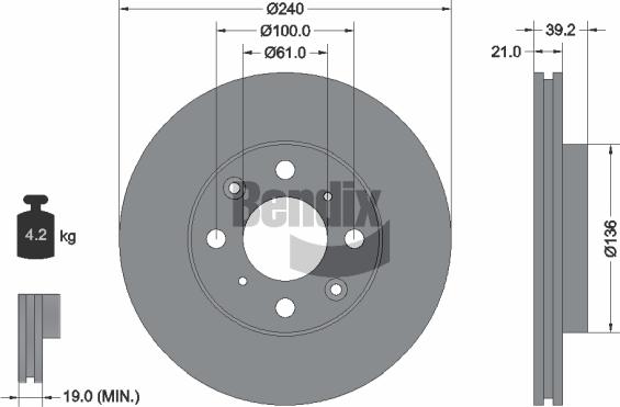 BENDIX Braking BDS1894 - Гальмівний диск autozip.com.ua