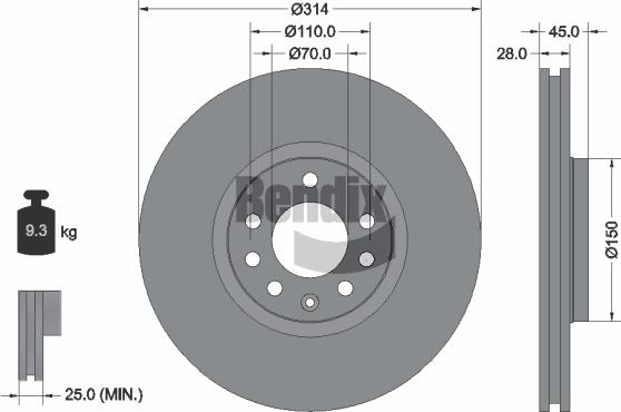 BENDIX Braking BDS1890 - Гальмівний диск autozip.com.ua