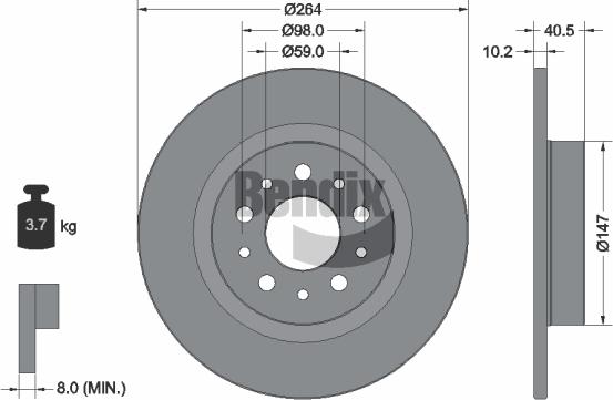 BENDIX Braking BDS1849 - Гальмівний диск autozip.com.ua