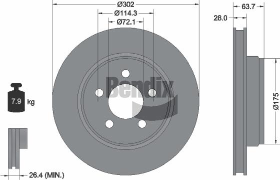 BENDIX Braking BDS1844 - Гальмівний диск autozip.com.ua