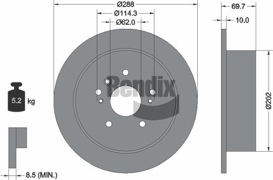BENDIX Braking BDS1807 - Гальмівний диск autozip.com.ua