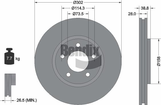 BENDIX Braking BDS1886 - Гальмівний диск autozip.com.ua