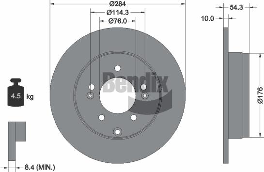 BENDIX Braking BDS1833 - Гальмівний диск autozip.com.ua