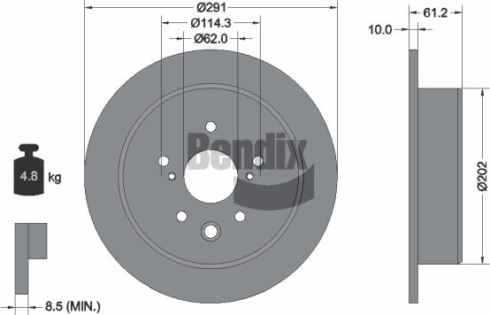 BENDIX Braking BDS1875 - Гальмівний диск autozip.com.ua