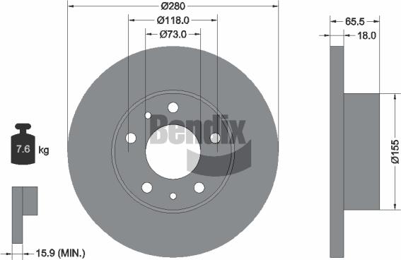 BENDIX Braking BDS1342 - Гальмівний диск autozip.com.ua