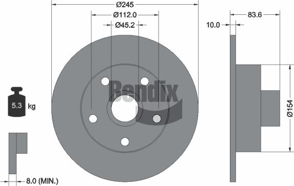 BENDIX Braking BDS1354 - Гальмівний диск autozip.com.ua