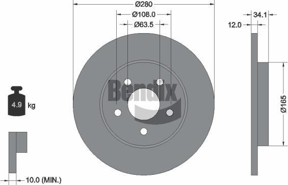 BENDIX Braking BDS1360 - Гальмівний диск autozip.com.ua