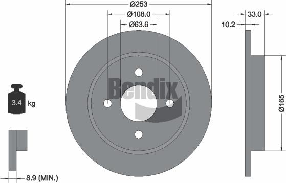 BENDIX Braking BDS1331 - Гальмівний диск autozip.com.ua