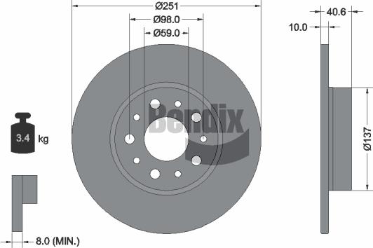 BENDIX Braking BDS1321 - Гальмівний диск autozip.com.ua