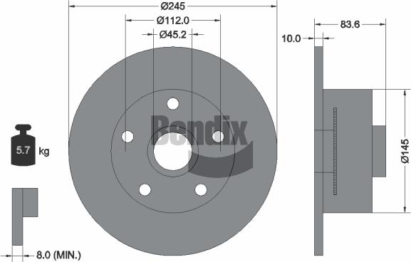 BENDIX Braking BDS1323 - Гальмівний диск autozip.com.ua