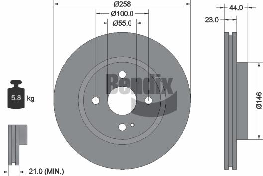 BENDIX Braking BDS1327 - Гальмівний диск autozip.com.ua