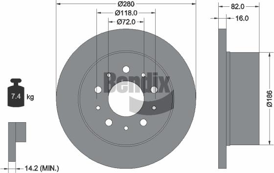 BENDIX Braking BDS1371 - Гальмівний диск autozip.com.ua