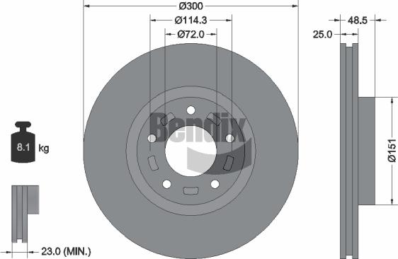 BENDIX Braking BDS1290 - Гальмівний диск autozip.com.ua