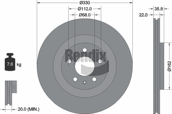 BENDIX Braking BDS1250 - Гальмівний диск autozip.com.ua