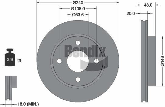 BENDIX Braking BDS1258 - Гальмівний диск autozip.com.ua