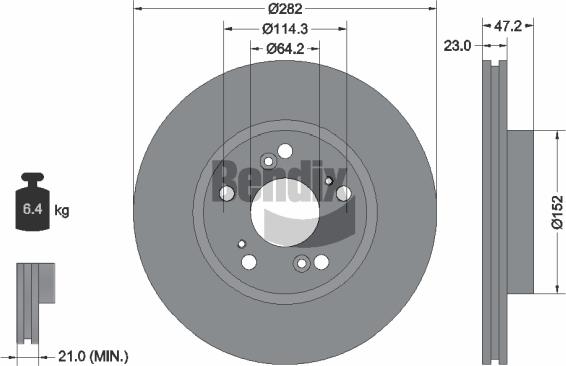 BENDIX Braking BDS1208 - Гальмівний диск autozip.com.ua