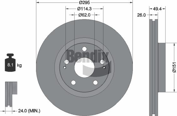 BENDIX Braking BDS1218 - Гальмівний диск autozip.com.ua