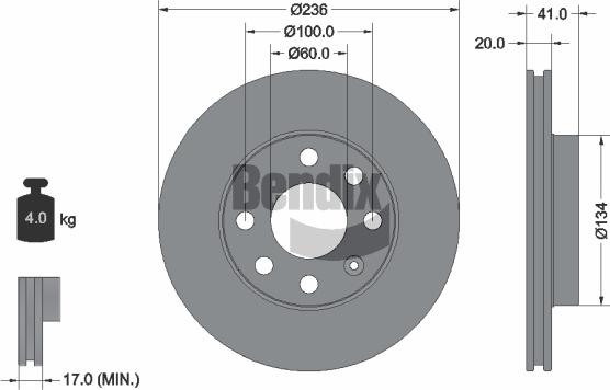 BENDIX Braking BDS1280 - Гальмівний диск autozip.com.ua