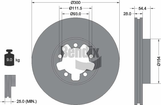 BENDIX Braking BDS1288 - Гальмівний диск autozip.com.ua