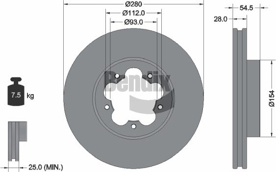BENDIX Braking BDS1234 - Гальмівний диск autozip.com.ua