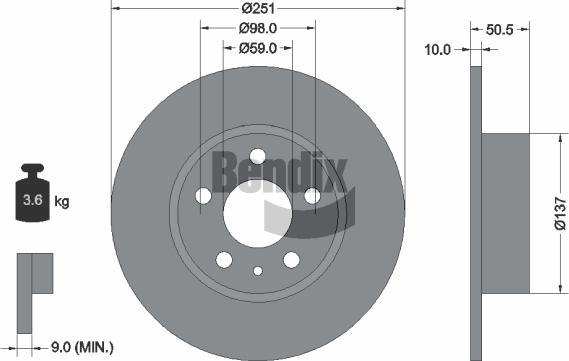 BENDIX Braking BDS1233 - Гальмівний диск autozip.com.ua