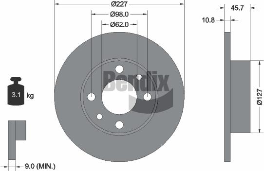 BENDIX Braking BDS1229 - Гальмівний диск autozip.com.ua