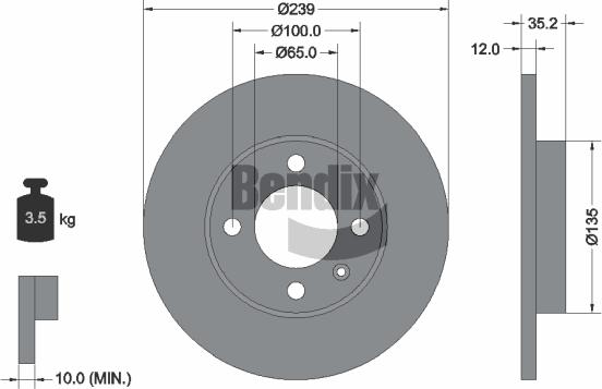 BENDIX Braking BDS1221 - Гальмівний диск autozip.com.ua