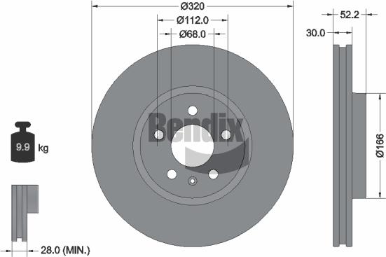 BENDIX Braking BDS1228HC - Гальмівний диск autozip.com.ua