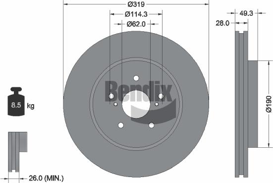 BENDIX Braking BDS1752 - Гальмівний диск autozip.com.ua