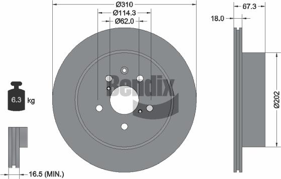BENDIX Braking BDS1768 - Гальмівний диск autozip.com.ua