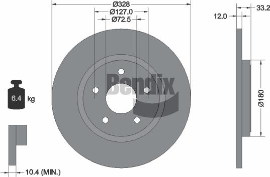 BENDIX Braking BDS1784 - Гальмівний диск autozip.com.ua