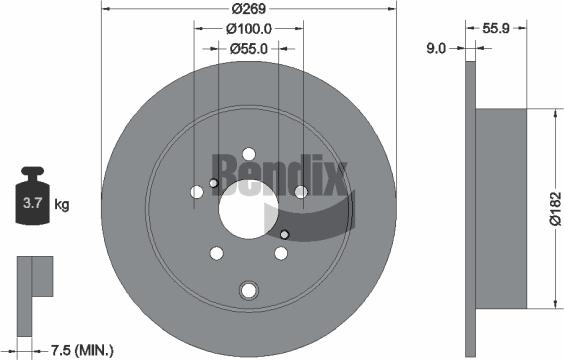 BENDIX Braking BDS1788 - Гальмівний диск autozip.com.ua