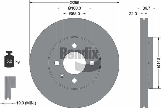 BENDIX Braking BDS2005 - Гальмівний диск autozip.com.ua
