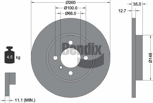 BENDIX Braking BDS2002 - Гальмівний диск autozip.com.ua