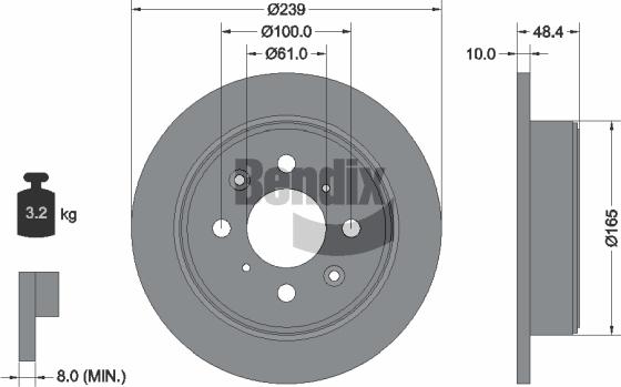 BENDIX Braking BDS2019 - Гальмівний диск autozip.com.ua