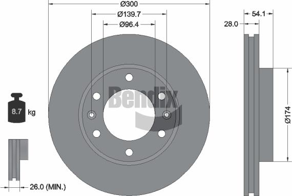 BENDIX Braking BDS2025 - Гальмівний диск autozip.com.ua