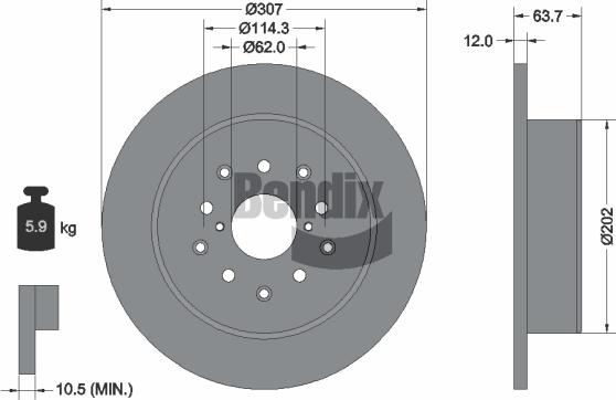 BENDIX Braking BDS2022 - Гальмівний диск autozip.com.ua