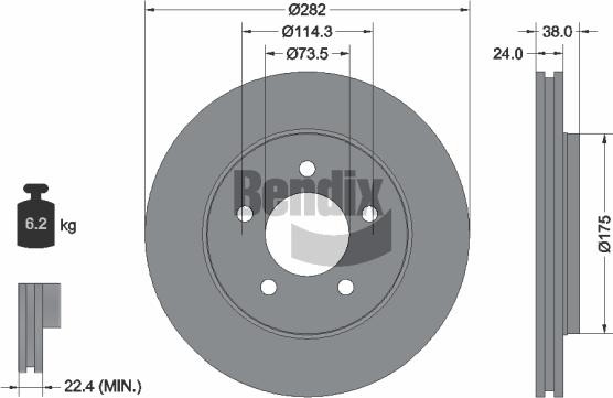 BENDIX Braking BDS2116 - Гальмівний диск autozip.com.ua